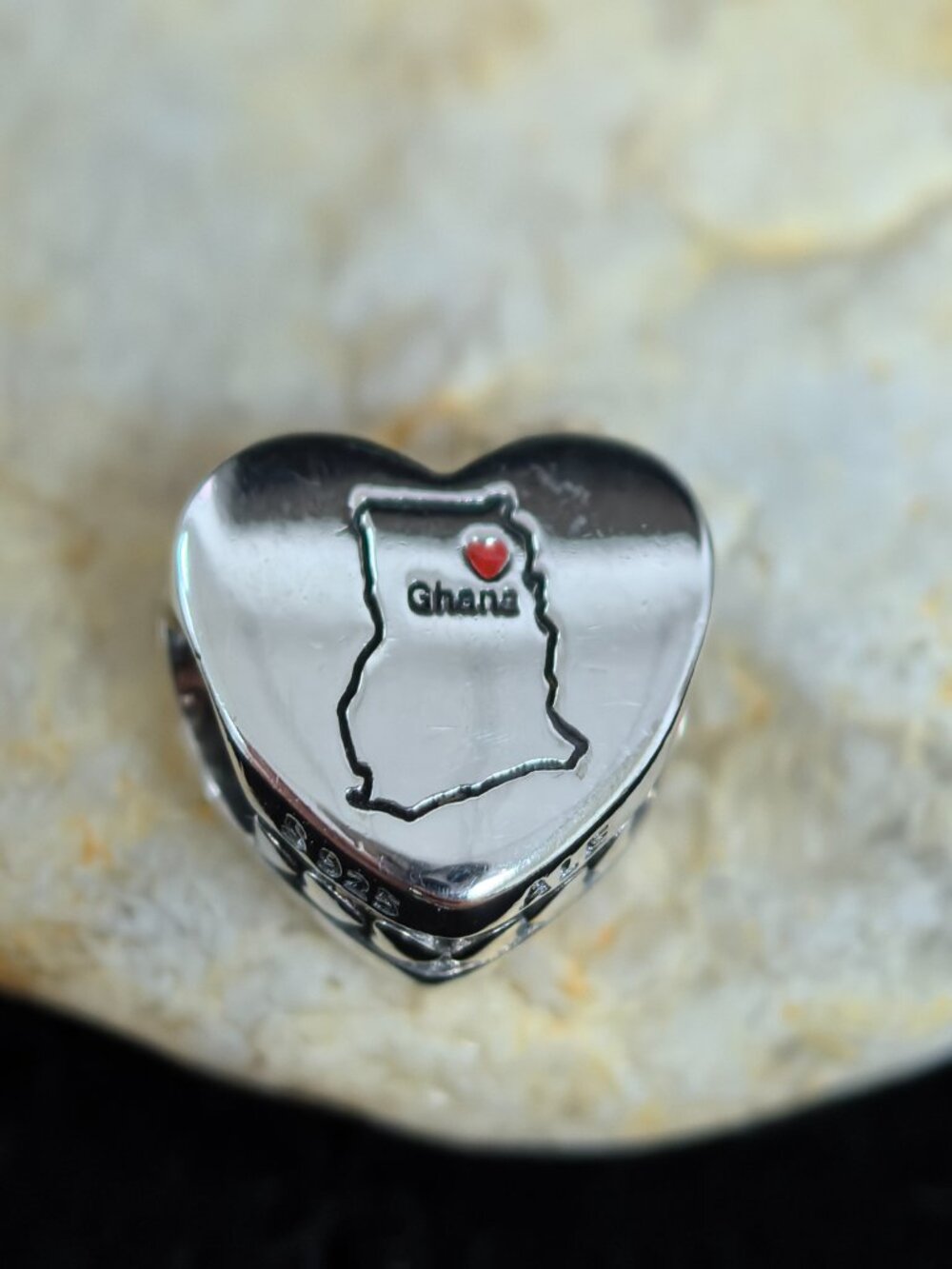 Pandora Ghana Flag Exclusive Travel Heart Charm, S925 Silver Jewelry (Women's)